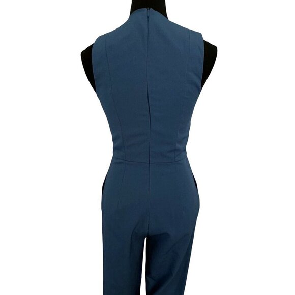 SLNGHR Womens XS Sleeveless Jumpsuit Slate Blue Straight Leg Pockets Corpcore UK - Picture 8 of 11